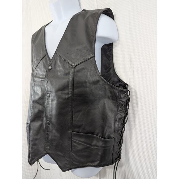 VICTORY MOTORCYCLES/FRONTIER! LUXE LACED SIDE  BLACK GENUINE LEATHER VEST! SZ 50 - Picture 4 of 9